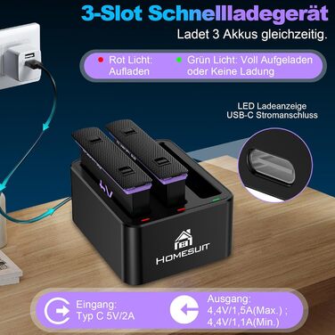 Акумулятор Insta360 X5 2 шт. 2850mAh + LED зарядний пристрій + Micro SD картридер (2x акумулятор X4, 1x LED зарядний комплект)