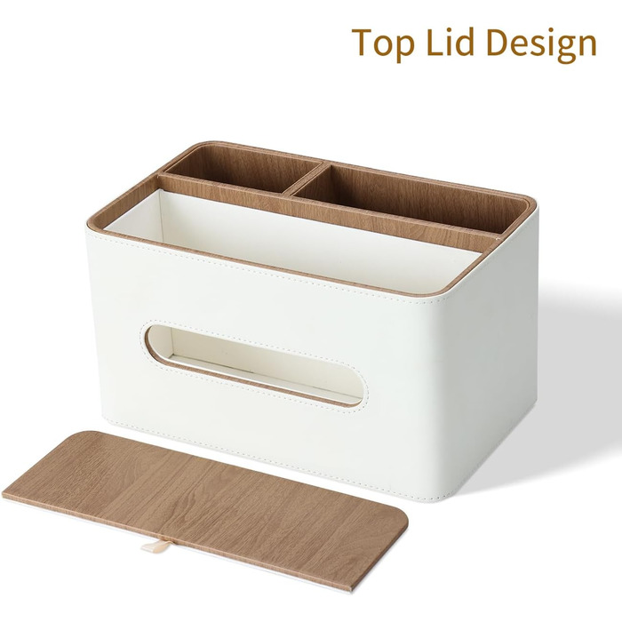 KINGFOM Склянка для серветок з 2 відсіками, з PU шкіри, для дому, офісу, ванної кімнати (Бежева)