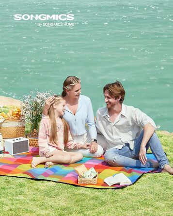 Плед для пікніка SONGMICS 195x150 см, водонепроникний, складаний, в клітку - для парку, саду, пляжу