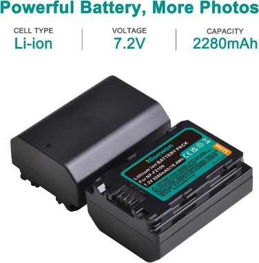 Акумулятор Hisewen NP-FZ100 та подвійний зарядний пристрій для Sony ZV-E10 II, Alpha A7III, A7RIII, A7RIV, A7RV, A7SIII, A7C, A7C II, A7CR, A6600, A9, A9II, FX3