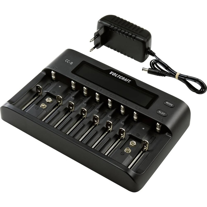 Зарядний пристрій VOLTCRAFT CC-8 для Li-Ion, LiFePO4, NiMH, NiCd акумуляторів AA, AAA, AAAA, 9V
