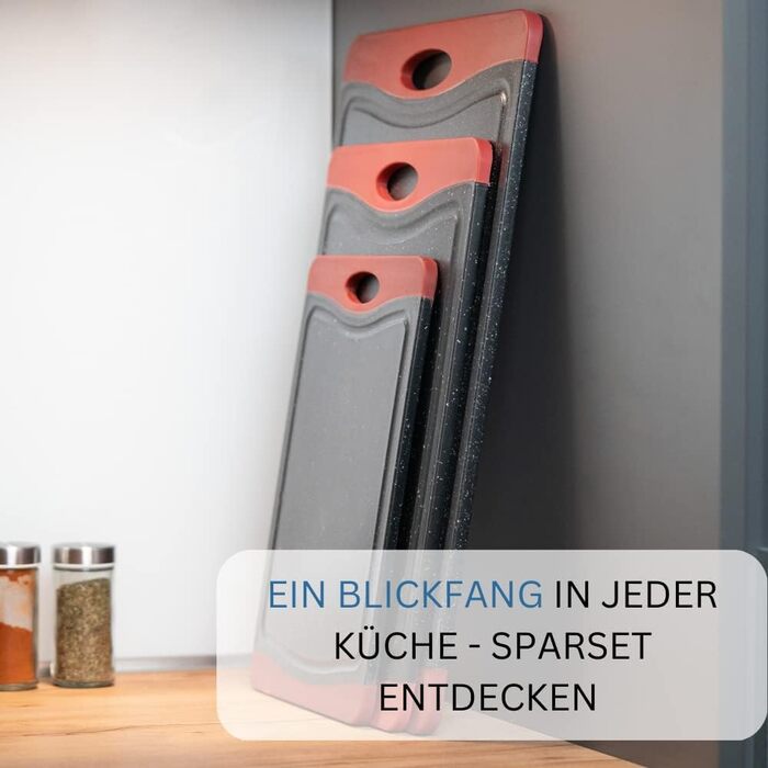 Дерев'яний обрізний дошка Westmark з жолобом для соку, неслизька, захищає леза, розмір 44,5 x 30 см, імітація граніту, пластик, антрацит/червоний, 6217224G (M)