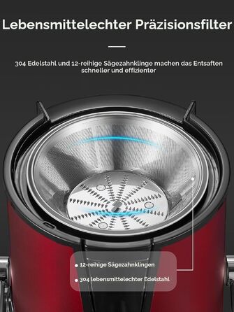 Електрична центрифужна соковижималка FOHERE Entsafter, 800 Вт, червона