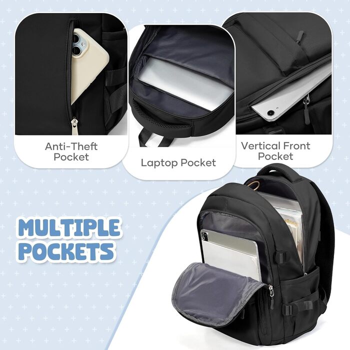 Шкільний рюкзак HYC00 для дівчаток та хлопчиків-підлітків, водонепроникний, для ноутбука 14 дюймів, casual, для подорожей та навчання, кольори: M4-зелений, M1-чорний