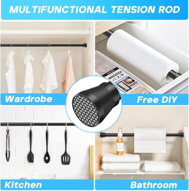 Штанга для карниза без свердління 113-196 см, телескопічна, для душу, фіранки, вікна, кухні, шафи. Набір (4 шт., 41-66 см, чорний)