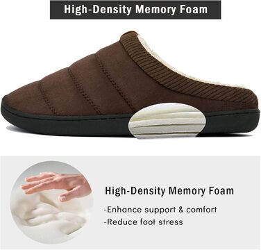 Чоловічі тапочки зимові теплі м'які комфортні з меморі-піною, антиковзні для дому та вулиці (39/40 EU, Кофе)