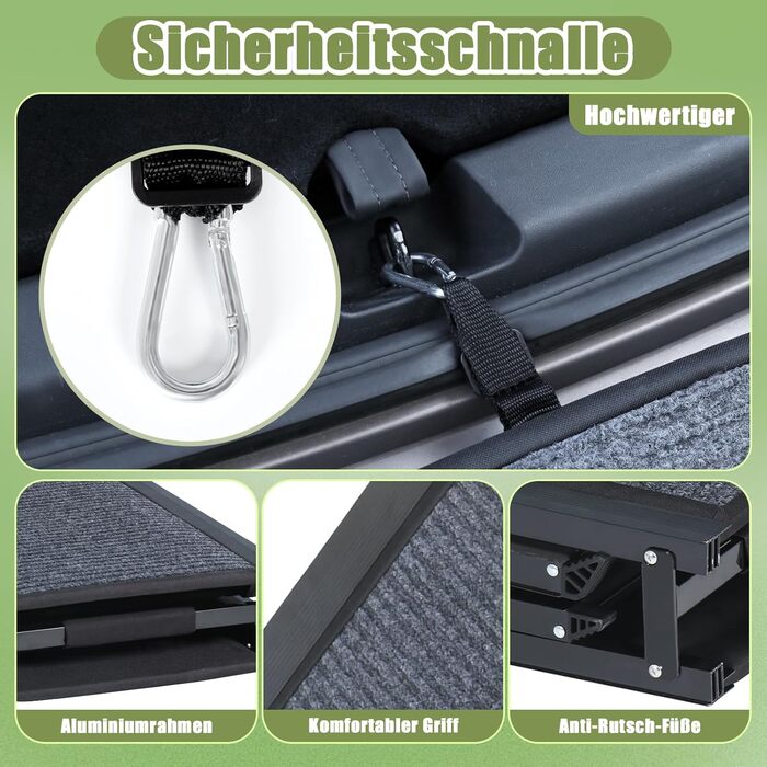 Рампа для собак SMONTER 180 см, автоскладана, з високоякісним покриттям, для легкових, вантажних автомобілів та SUV. Підходить для великих та середніх собак, чорного кольору.