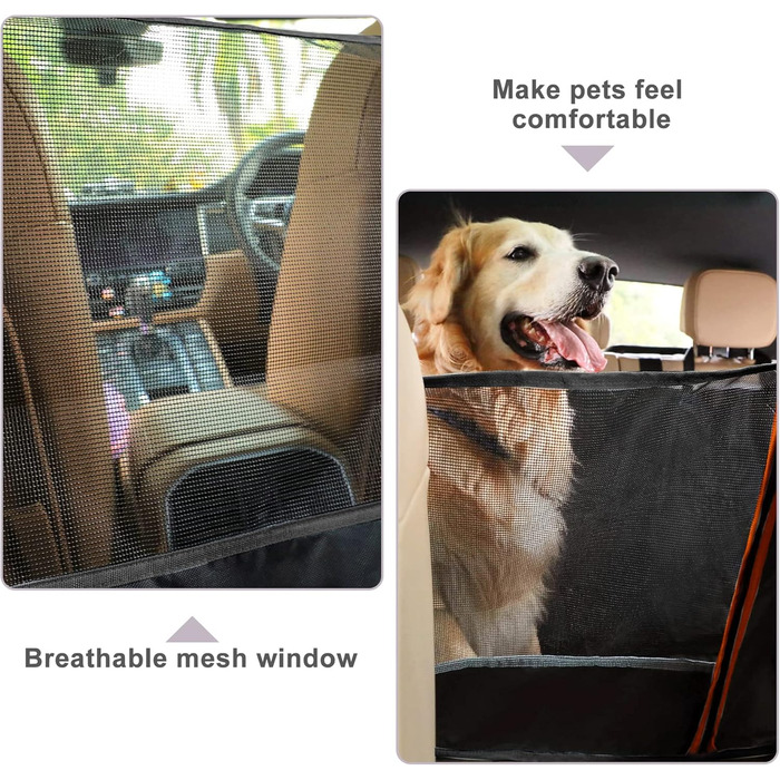 Накладна на сидіння автомобіля для собак Caliyo, 143.5x134 см, чорно-помаранчевий, водонепроникна та стійка до подряпин