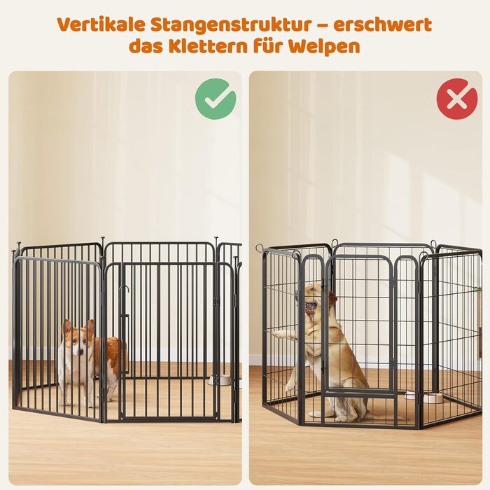 Вольєр для цуценят Yaheetech 24-секційний з замком, тихі труби, захист для підлоги, посилені металеві дроти, 80 см, для квартири та саду