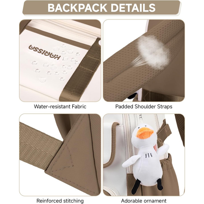 Шкільний рюкзак для дівчинки 2 в 1, для 3-7 класів, підлітковий, з сумкою через плече, 45 см, коричневий