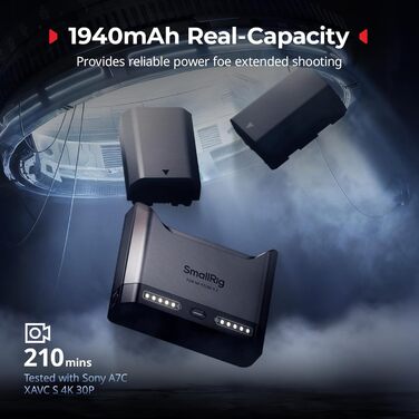 Акумуляторний набір SMALLRIG NP-FZ100 для Sony (2x 1940mAh) + Зарядний пристрій 22.5W для Sony Alpha A7III, A7IV, A6700, FX3, FX30