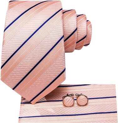 Краватка чоловіча Dubulle з квітковим візерунком Paisley, шовкова краватка, в смужку, комплект з нагрудною хустинкою для весілля та бізнесу (B Рожевий)