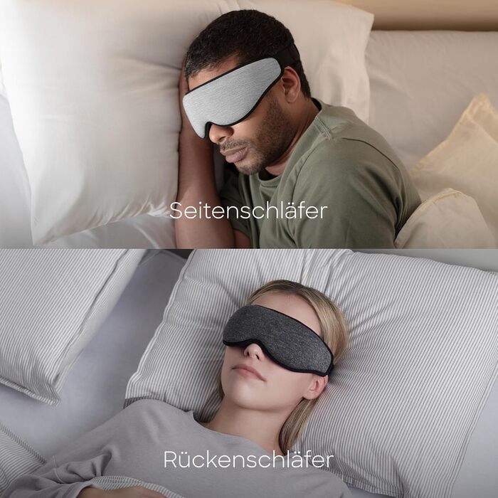 Ostrichpillow - Маска для сну | Ергономічна 3D-маска для сну | Підлаштовується під форму обличчя | Блокує світло для повної темряви | Сірий колір (Midnight Grey)