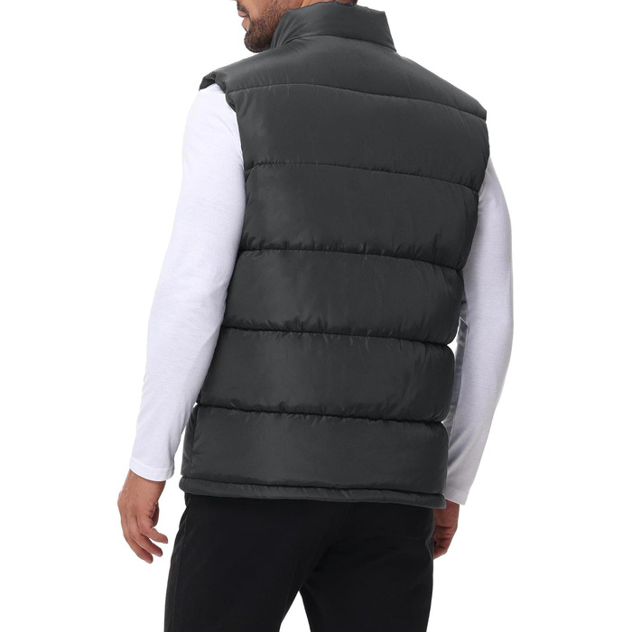 Чоловіча пухова жилетка, водовідштовхуюча, без рукавів, зі стійким коміром, на блискавці, зимова, теплий верхній одяг (M, сірий темно-сірий)
