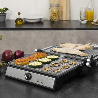 Cecotec Rock'nGrill 2400 UltraRapid Electric Grill - 2400W, RockStone Coating, Floating Upper Plate, Eco-Friendly, with Drip Tray, Adjustable Temperature
