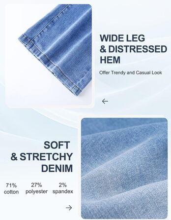 Джинси Baggy Daen з високою талією, широкі, укорочені прямі, еластичні, блакитні (Розмір S)