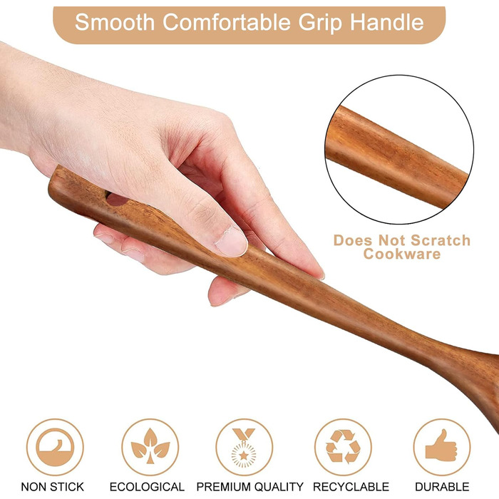 Набір кухонних аксесуарів з оливкового дерева: лопатки, шумовки, шпателі | Кухонне приладдя