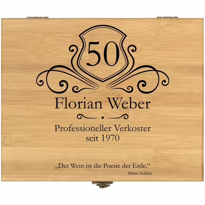 Maverton Wine Opener Set Personalized Wine Set Sommelier Set - Gift Box Wooden Box + 6-Piece Wine Accessory Set - Made of Bamboo - Brown - Birthday Gift for Men - Professional Taster