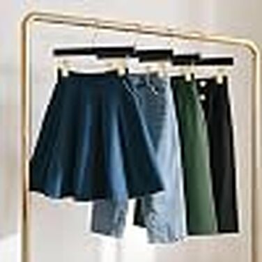Набір дерев'яних вішалок для штанів та спідниць Quality Hangers, чорні, з регульованими затискачами та поворотним золотистим гачком, 20 шт.