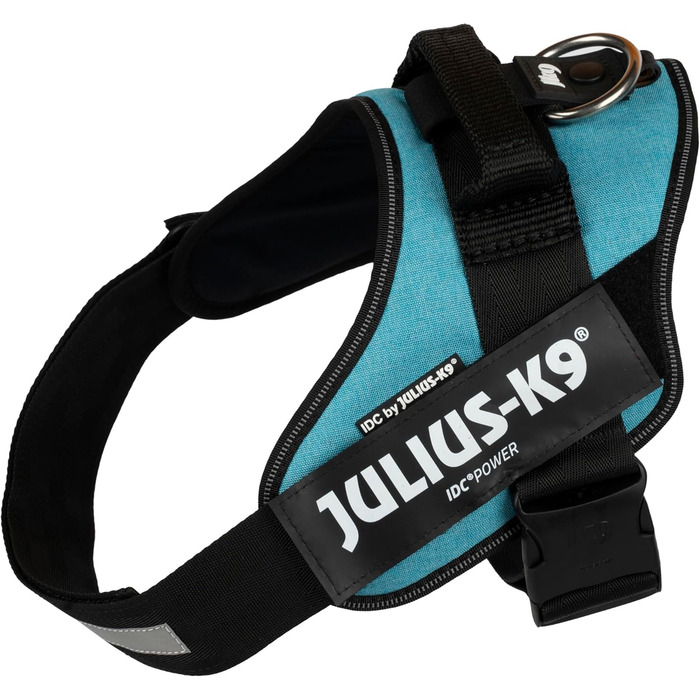 Відбиваючий повідок для собак IDC Powergeschirr, S, з логотипом, регульований, дихаючий, для малих, середніх та великих собак (Бірюзовий, L/1)