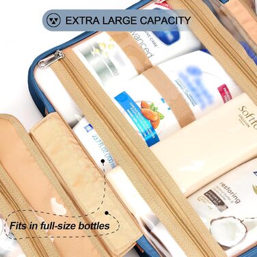 Сумка-органайзер для туалетних аксесуарів для жінок, велика, водонепроникна, з відділенням для прикрас, для подорожей, темно-синя