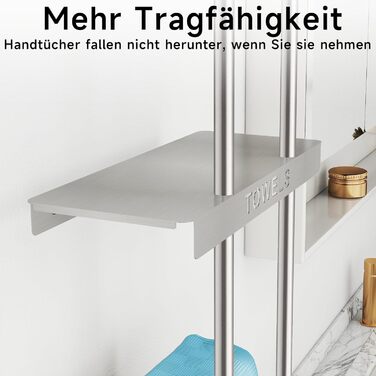Трирівнева підставка для рушників з металевою полицею та 4 гачками, 86 см, срібна | Підставка для рушників для ванної кімнати