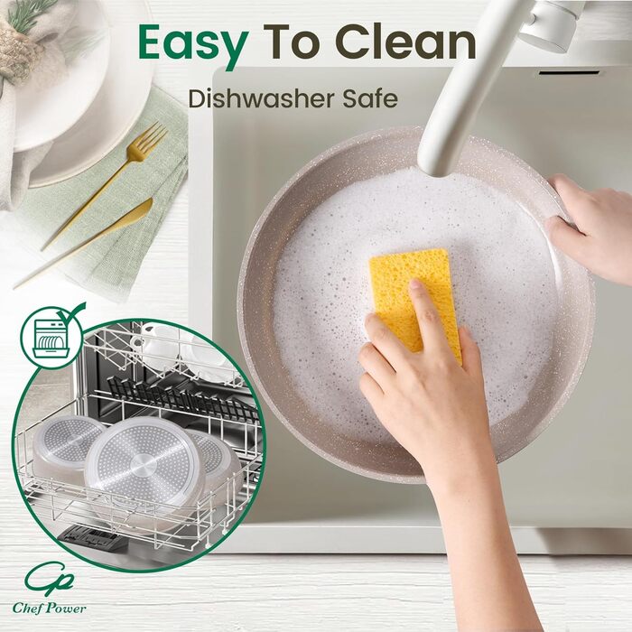 Набір посуду Chef Power Keramik 19 предметів, Мокка-Тауп: антипригарне, для індукції, посудомийна машина, духовка, для кемпінгу