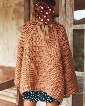 Кардиган Cicy Bell Daen з широким кроєм та рукавами-ліхтариками, оливковий (M, Хакі)