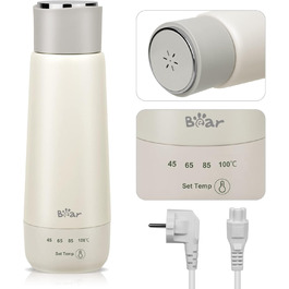 Bear 300ml Electric Kettle, 3-in-1 Travel Electric Kettle, Double-Layer 304 Stainless Steel Liner, Portable Small Fast Heating Insulated Cup (One-Button Operation)