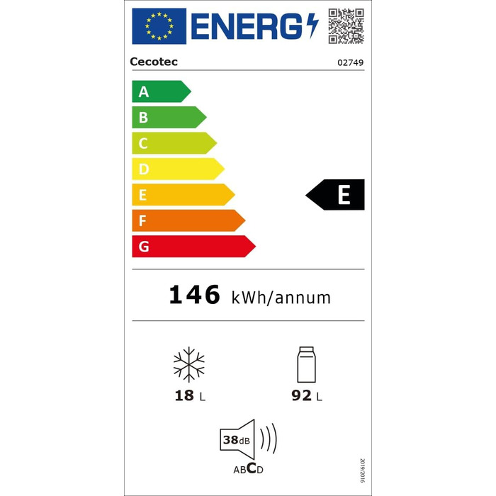 Міні-холодильник Cecotec Bolero CoolMarket TT Origin 110 синій 110л з LED-підсвіткою та полицями з скла