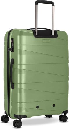 Чохол-валіза REDOLZ Hartschalen Check-in Essentials 10 | Великий вантажний ролик XL 50 x 30 x 76 см з поліпропілену | 4 подвійні колеса & TSA | Набір 3 шт. (Green-metallic)