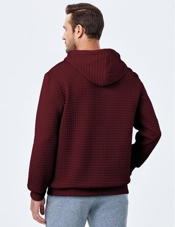 Світшот JMIERR для чоловіків з капюшоном, з довгим рукавом, в стилі вафлі, з блискавкою та кишенями (червоний, M)