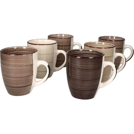 Набір кавових чашок MamboCat Grey (6 шт) – сірий керамічний набір, великий об'єм 350 мл, з візерунком 