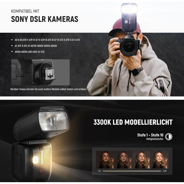 NEEWER TT560 Speedlite: Світловий спалах для Canon, Sony, Nikon, Panasonic, Olympus, Pentax та інших DSLR камер