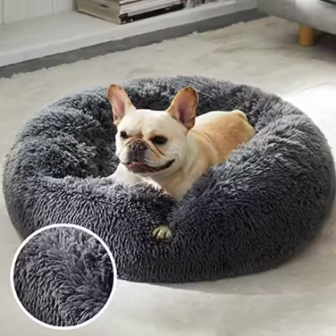 Western Home Dog Bed Run, Cat Bed Fluffy, Dog Cushion Small Dogs, Dog Bed Washable, Dog Basket, Cat Basket for Sleeping 60 cm, (L 76 x W 76 x H 20 cm, Dark Grey)