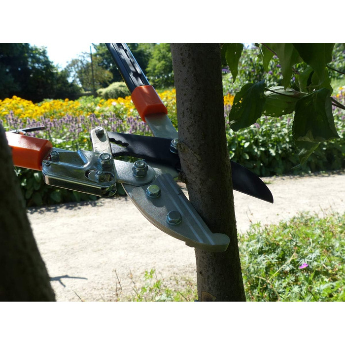 Секатор-ратчет Garten Primus Astschere, амбосний, чорний/помаранчевий, 67×28×3,5 см, модель 01100