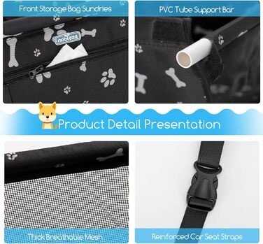 Автомобільний крісло-переноска для собак та котів Nobleza, 40x34x25 см, чорний