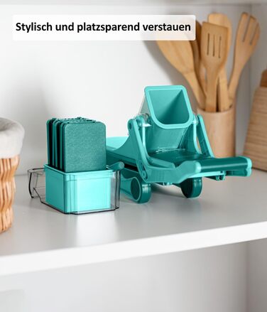 Nicer Dicer Mandoline Vegetable Slicer 12-Piece Set - Vegetable Chopper, Julienne Cutter, Cucumber Slicer, Turquoise/Green