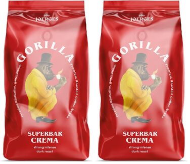 Кава в зернах Joerges GORILLA Super Bar Crema, темне обсмажування, 1 кг (набір 2 шт)