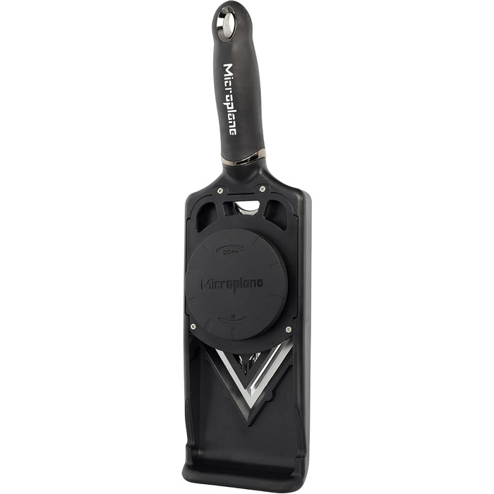 Тірний овочевий терт Microplane з V-подібною та Julienneklingen-лезом, з нержавіючої сталі, з захистом пальців