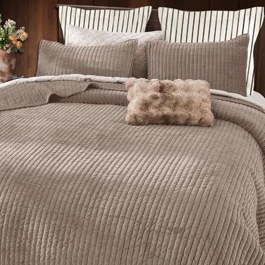 Королівський комплект постільної білизни SHALALA: розкішна оксамитова ковдра та простирадло (106'x94', коричневий)