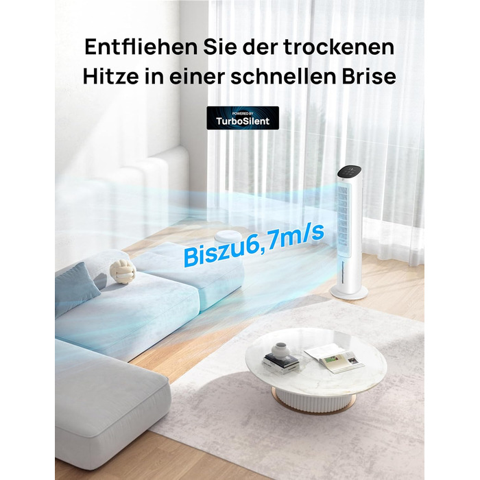 Охолоджувач повітря Dreo з водяним охолодженням, 40 дюймів, 80° поворот, 3 режими, 4 швидкості, білий, з пульт