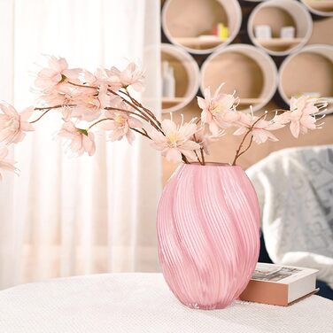 Скляна ваза для квітів, 24 см, сучасний мінімалістичний дизайн, ручної роботи, для дому, офісу, як подарунок (рожева)