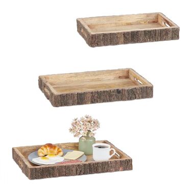 Relaxdays Mango Wood Tablet Set of 3