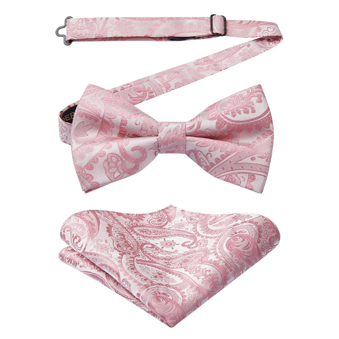 Метелик HISDERN для чоловіків з кишеньковим хустинкою, однотонний, регульований, для смокінгу, весілля, вечірки (E Altrosa 1)