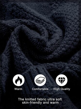 Чоловіча в'язана жилетка Comdecevis з коміром-шарфом, рельєфним в'язанням, ґудзиками, довгими рукавами, повсякденна, з кишенями, розмір L, темно-синій