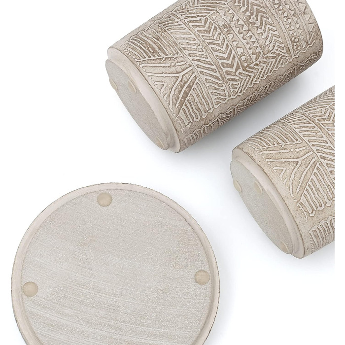 Набір аксесуарів для ванної кімнати Creativefine з дерева, 3 шт: дозатор мила, мильниця, тримач для зубних щіток (ретро-рельєфний візерунок)