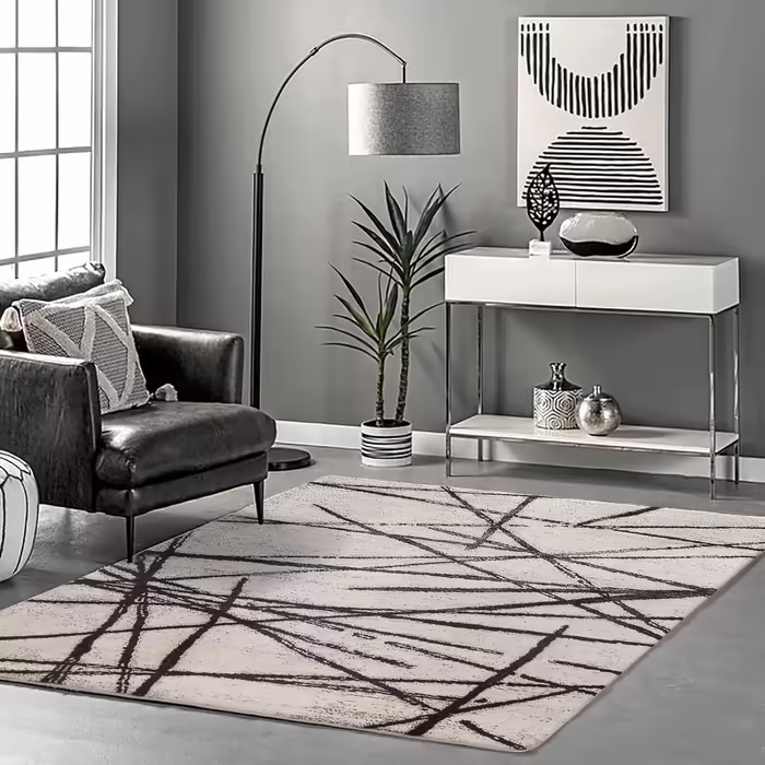 Leesentec Rugs Living Room Modern Artistic Rug Unique Rugs Chic Vintage Distressed Oriental Rugs Floor Mat (200 x 250 cm, Beige) Beige 200 x 250 cm