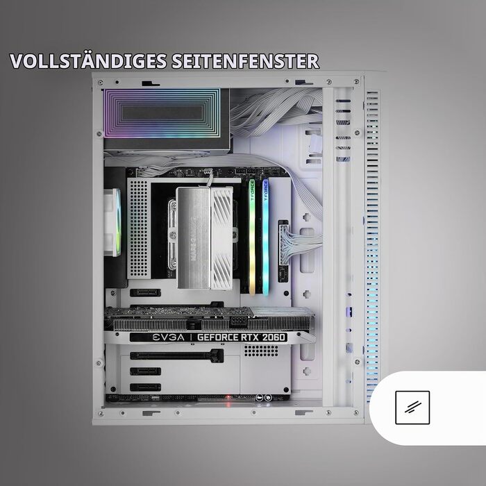 Ігровий корпус Mars Gaming MC-Blaze Mid-Tower ATX, білий, з RGB-підсвіткою, бічним склом та вентилятором 80мм FRGB