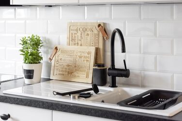 Дозатор для мила WENKO Rotello, 250 мл, з бамбуковими деталями, для мила та засобів для миття посуду, чорний/натуральний